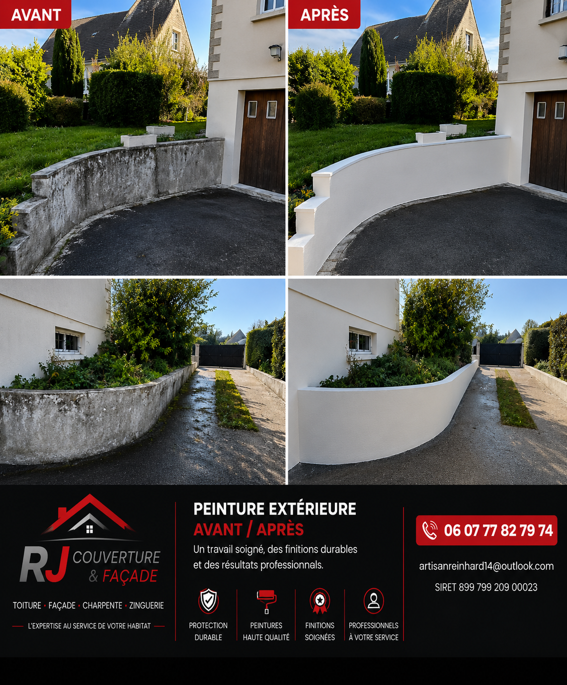 Peinture extérieure — chantier RJ Couverture & Façade dans le Calvados