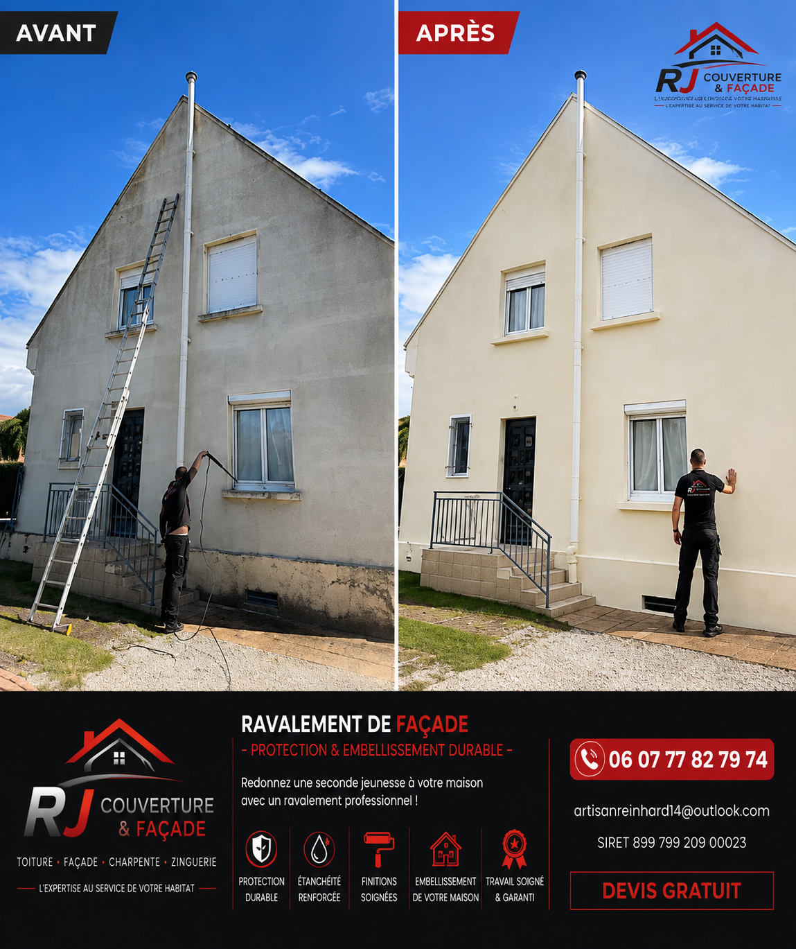 Façade & ravalement — chantier RJ Couverture & Façade dans le Calvados
