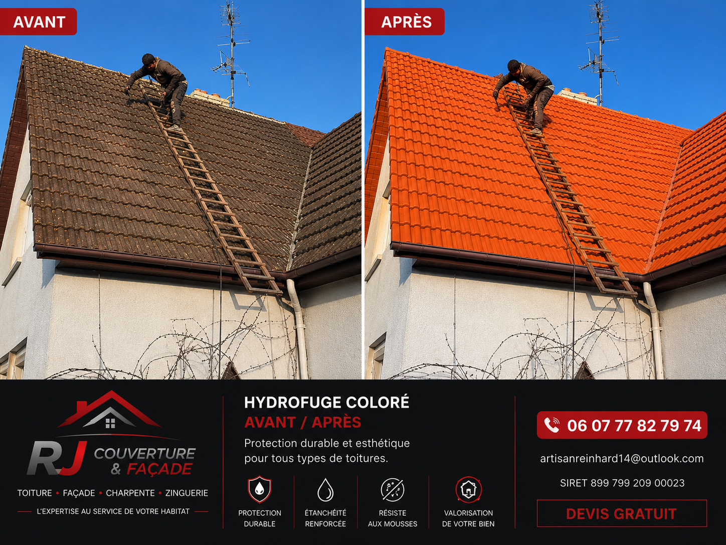Traitement hydrofuge — chantier RJ Couverture & Façade dans le Calvados