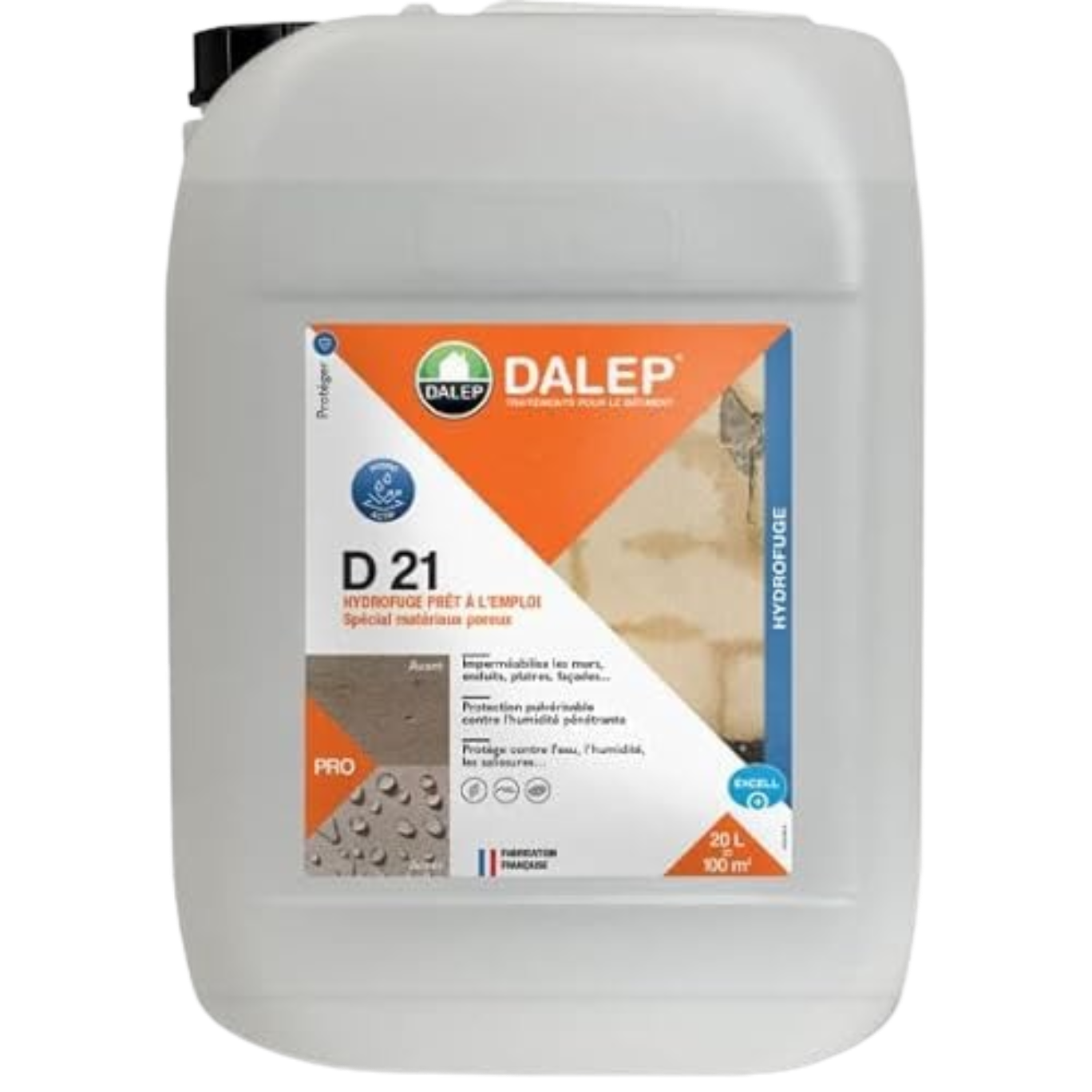 Bidon d'hydrofuge DALEP D 21 pour tuiles et façades poreuses